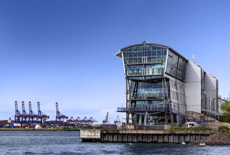 in the back you see some cranes of the harbor